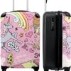 NoBoringSuitcases.com® Koffer - Roze - Eenhoorn - Skateboard - Tekening - Past Binnen 55x40x20 Cm En 55x35x25 Cm - Handbagage - Trolley - Fotokoffer - Cabin Size - Print -Bagage Kortingen Winkel 1000x1200 9