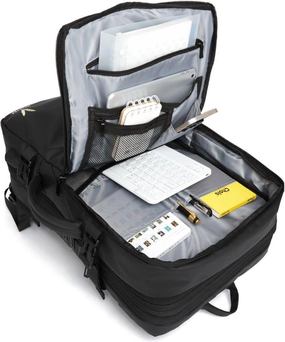 HEANVER Travel Elite - Reistas Handbagage - Weekendtas - 17inch Laptop Rugzak - Backpack Waterafstotend - 30L / 60 Liter Tas - Zwart / Antraciet 10 HEANVER Travel Elite - Reistas Handbagage - Weekendtas - 17inch Laptop Rugzak - Backpack Waterafstotend - 30L / 60 Liter Tas - Zwart / Antraciet - Afbeelding 8