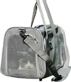 Merkloos - Reistas - Carrier - Transporttas - Huisdiertas Schoudertas - Huisdier Kat Vervoer - Kattentas Hondendraagtas Transport Meenemen Vakantie - Hondendrager - Kat - Hond - Grijs