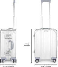 Aluminium Handbagage Koffer Mozzel Darrow - Reiskoffer Met Wielen - 51cm - Harde Koffer - Zilver -Bagage Kortingen Winkel 1048x1200 3