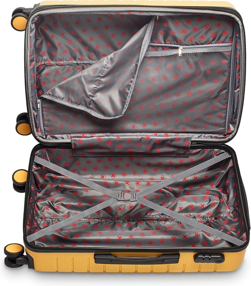 Swiss Alpine 2.0 - Reiskoffer - 67 Cm - 4 Wielen - Geel 5 Swiss Alpine 2.0 - Reiskoffer - 67 Cm - 4 Wielen - Geel - Afbeelding 3