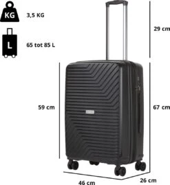 CarryOn Transport TSA Reiskoffer - Trolley 67cm Met Expander - OKOBAN - YKK Ritsen - Dubbele Wielen - Zwart -Bagage Kortingen Winkel 1103x1200 1