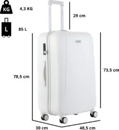 CarryOn Skyhopper Reiskoffer - 78cm TSA Trolley Met OKOBAN - Dubbele Wielen - Wit -Bagage Kortingen Winkel 1108x1200 1