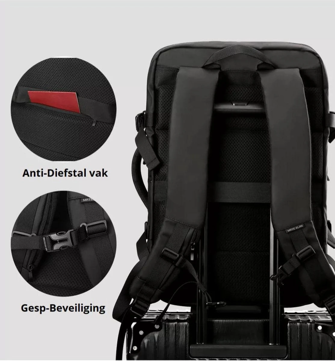 HEANVER Travel Elite - Reistas Handbagage - Weekendtas - 17inch Laptop Rugzak - Backpack Waterafstotend - 30L / 60 Liter Tas - Zwart / Antraciet 6 HEANVER Travel Elite - Reistas Handbagage - Weekendtas - 17inch Laptop Rugzak - Backpack Waterafstotend - 30L / 60 Liter Tas - Zwart / Antraciet - Afbeelding 4