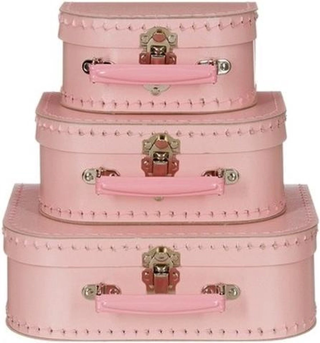 Merkloos Geboorte Kraamcadeau Meisje Koffertje Lichtroze 16 Cm - Babyshower En Kraamcadeaus