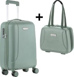 CarryOn Skyhopper Handbagage En Beautycase - 55cm TSA Trolley En Make-up Koffer - Olijf -Bagage Kortingen Winkel 1157x1200 6