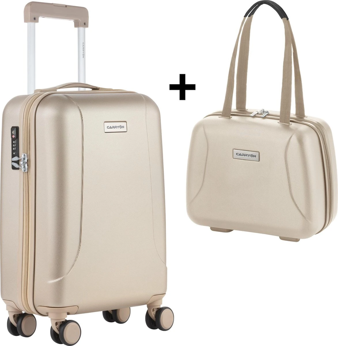 CarryOn Skyhopper Handbagage En Beautycase - 55cm TSA Trolley En Make-up Koffer - Champagne 5 CarryOn Skyhopper Handbagage En Beautycase - 55cm TSA Trolley En Make-up Koffer - Champagne - Afbeelding 3