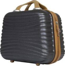 Monopol - Brisbane - Handbagage + BEATYCASE! - 100% Polycarbonaat - Antraciet - Maat XS / 25 Liter + 18 Liter -Bagage Kortingen Winkel 1183x1200