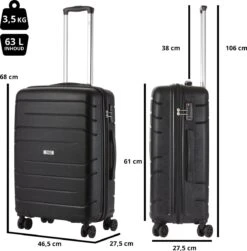 TravelZ Big Bars Reiskoffer 68 Cm Met Dubbele Wielen - Trolley Koffer Met TSA-slot - Zwart -Bagage Kortingen Winkel 1183x1200 7