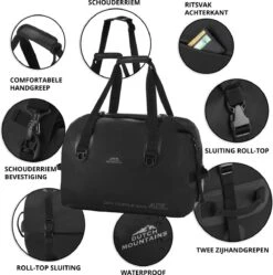 Dutch Mountains Reistas 40ltr – Waterdichte Duffelbag – Sporttas – Travelbag - Roll-top Sluiting – Zwart 12 Dutch Mountains Reistas 40ltr – Waterdichte Duffelbag – Sporttas – Travelbag - Roll-top Sluiting – Zwart -Bagage Kortingen Winkel 1192x1200 10