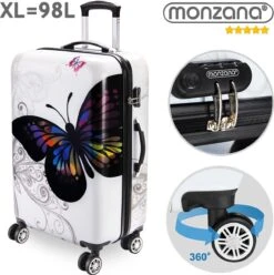 Monzana Hardcase Koffer Vlinder XL - Polycarbonaat 89L 75x49x29cm -Bagage Kortingen Winkel 1197x1200 4