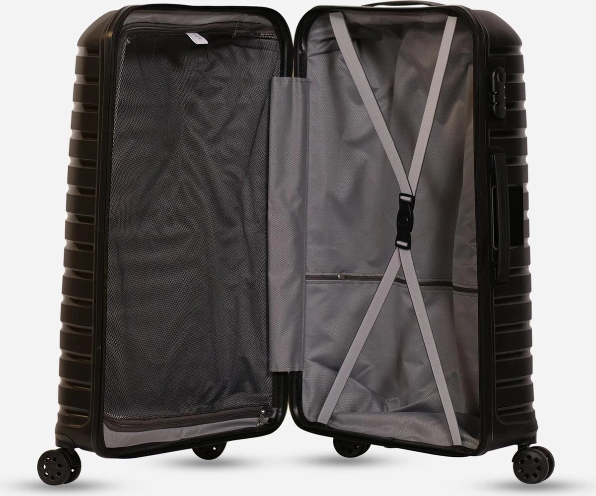 ©TROLLEYZ - Berlin No.11 - Reiskoffer 78cm Met Cijferslot - Dubbele Wielen - 360° Spinners - 100% Polypropyleen - Reiskoffer In Night Black 6 ©TROLLEYZ - Berlin No.11 - Reiskoffer 78cm Met Cijferslot - Dubbele Wielen - 360° Spinners - 100% Polypropyleen - Reiskoffer In Night Black - Afbeelding 4