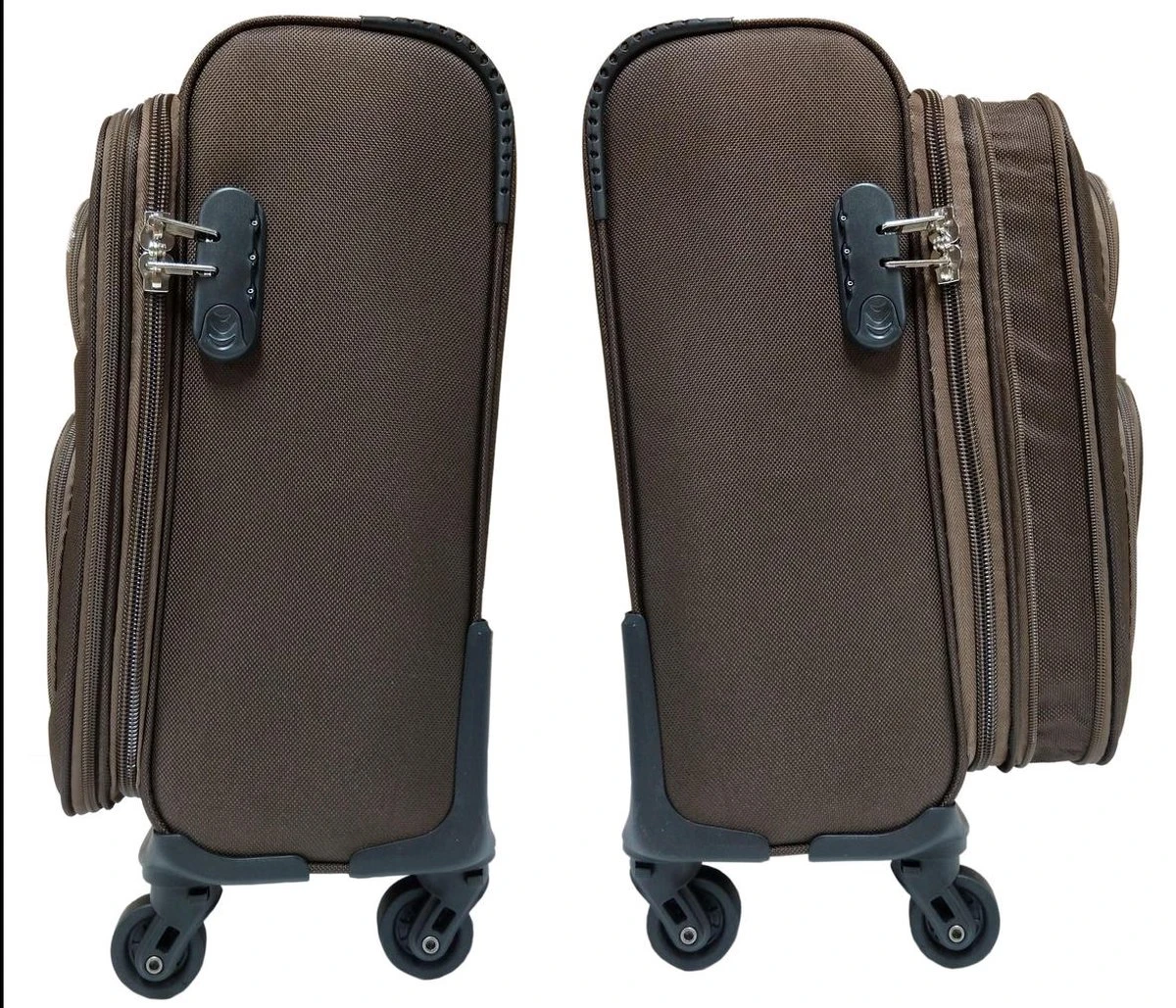 Stoffen Handbagage Koffer 51cm 4 Wielen Trolley - Bruin 6 Stoffen Handbagage Koffer 51cm 4 Wielen Trolley - Bruin - Afbeelding 4