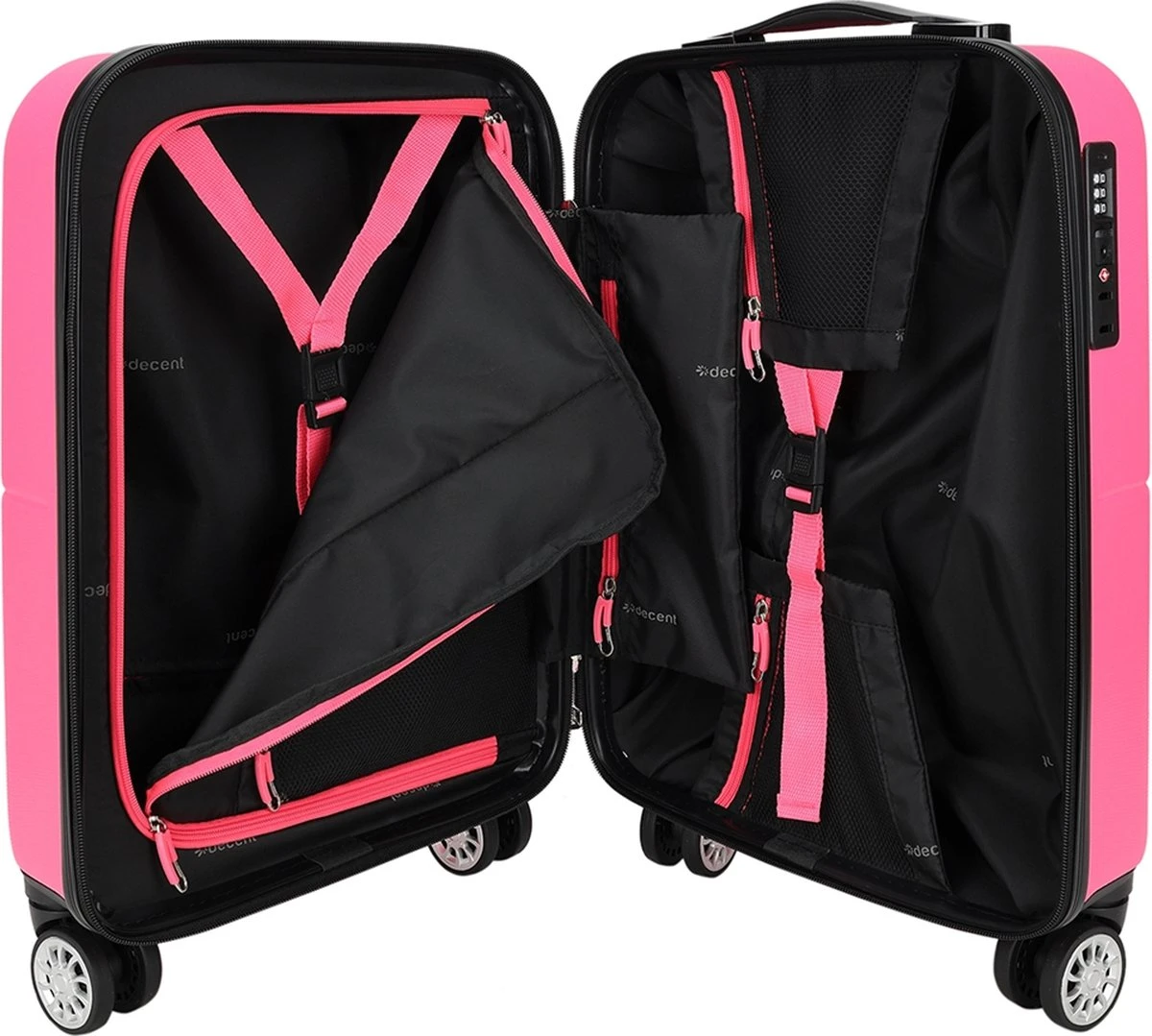 Decent Handbagage Koffer / Trolley / Reiskoffer - 50 Cm - 32 Liter - ABS - Neon-Fix - Roze 17 Decent Handbagage Koffer / Trolley / Reiskoffer - 50 Cm - 32 Liter - ABS - Neon-Fix - Roze - Afbeelding 15