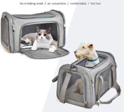 Merkloos - Reistas - Carrier - Transporttas - Huisdiertas Schoudertas - Huisdier Kat Vervoer - Kattentas Hondendraagtas Transport Meenemen Vakantie - Hondendrager - Kat - Hond - Grijs -Bagage Kortingen Winkel 1200x1085 2