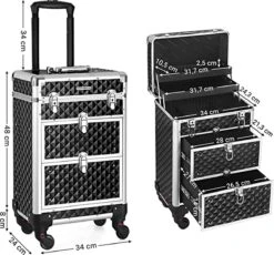 Cosmetic Case Trolley - Professionele Make-up Case - Kapperskoffer Met 4 Uitneembare Wielen -Bagage Kortingen Winkel 1200x1116 1