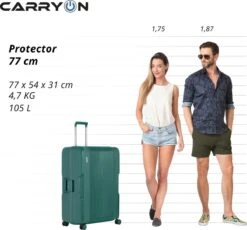 CarryOn Protector Luxe Grote Reiskoffer - Trolley 77cm Met TSA-klikslot - Ultrasterk - Groen -Bagage Kortingen Winkel 1200x1117 1