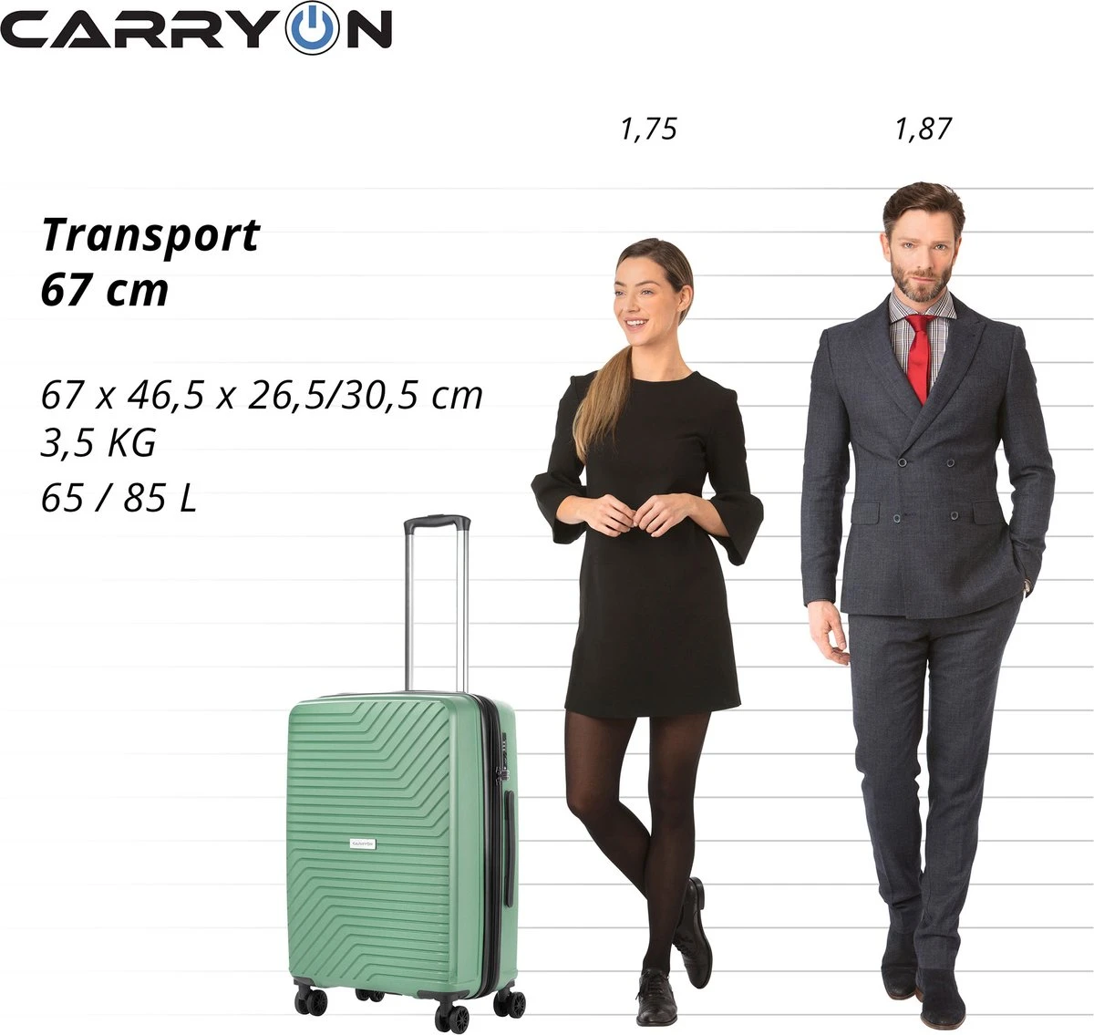 CarryOn Transport TSA Reiskoffer - Trolley 67cm Met Expander - OKOBAN - Dubbele Wielen - Olijf 9 CarryOn Transport TSA Reiskoffer - Trolley 67cm Met Expander - OKOBAN - Dubbele Wielen - Olijf - Afbeelding 7