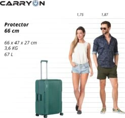 CarryOn Protector Luxe Reiskoffer - Trolley 66cm Met TSA-klikslot En OKOBAN - Ultrasterk - Groen -Bagage Kortingen Winkel 1200x1136 2