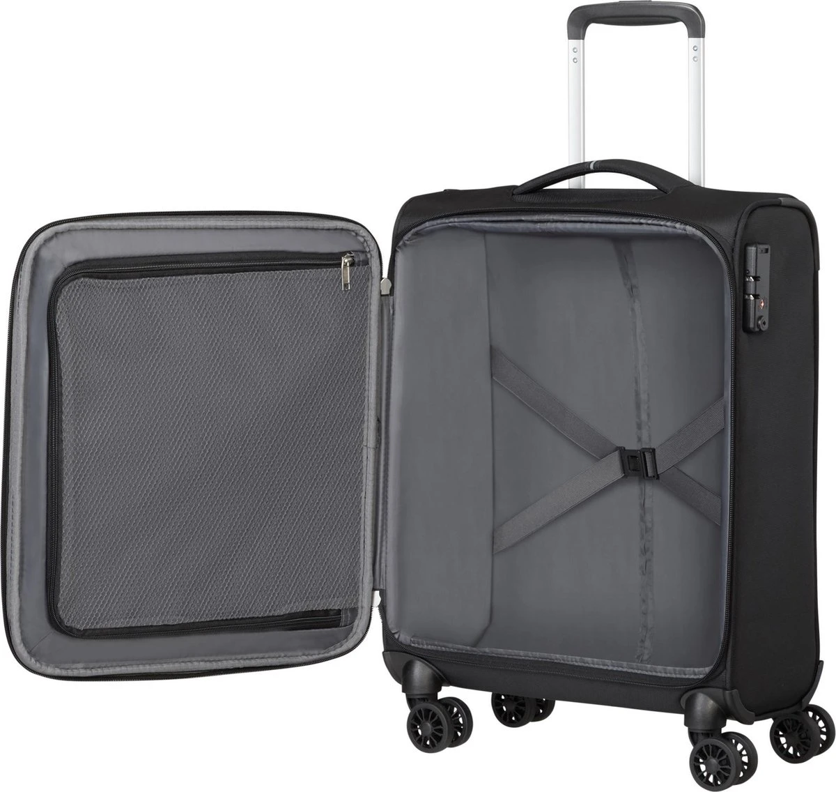 American Tourister Reiskoffer - Crosstrack Spinner 55/20 Tsa (Handbagage) Black/Grey 5 American Tourister Reiskoffer - Crosstrack Spinner 55/20 Tsa (Handbagage) Black/Grey - Afbeelding 3