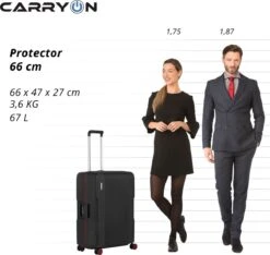 CarryOn Protector Luxe Reiskoffer - Trolley 66cm Met TSA-klikslot En OKOBAN - Ultrasterk - Zwart -Bagage Kortingen Winkel 1200x1139 2
