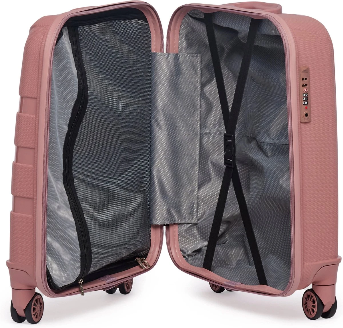 ©TROLLEYZ - Paris No.5 - Trolley - 55cm Met TSA Slot - Dubbele Wielen - 360° Spinners - 100% Polypropyleen - Handbagage Koffer In Rose Blush 6 ©TROLLEYZ - Paris No.5 - Trolley - 55cm Met TSA Slot - Dubbele Wielen - 360° Spinners - 100% Polypropyleen - Handbagage Koffer In Rose Blush - Afbeelding 4