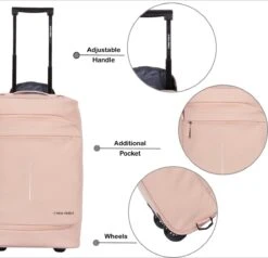 New Rebels® Harper Reistas / Weekendtas Geschikt Voor Handbagage - Waterafstotend Polyutheraan - Trolley Met Wielen En Reflectiedetails - Oud Roze - 29L -Bagage Kortingen Winkel 1200x1154 2