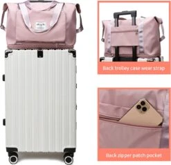 Merkloos Opvouwbare Handbagage Reistas – Opvouwbaar Tot 28 X 18 Cm – Roze -Bagage Kortingen Winkel 1200x1155 4