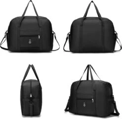 MISWAN Opvouwbare Reistas 45 X 36 X 20 EasyJet Travel Bag Maximale Grootte Holdall Cabine Bagage Onder Seat Flight Bag Met Trolleybevestiging Duffeltas Weekendtas Heren Dames Carry On Luggage Zwart -Bagage Kortingen Winkel 1200x1164 10