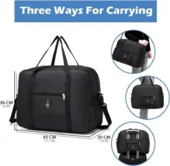 MISWAN Opvouwbare Reistas 45 X 36 X 20 EasyJet Travel Bag Maximale Grootte Holdall Cabine Bagage Onder Seat Flight Bag Met Trolleybevestiging Duffeltas Weekendtas Heren Dames Carry On Luggage Zwart -Bagage Kortingen Winkel 1200x1176 8
