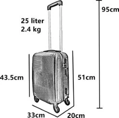 Handbagage Koffer 51cm 4 Wielen Trolley - Zilver -Bagage Kortingen Winkel 1200x1186