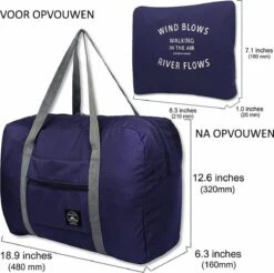 Merkloos Duffelbag - Reistas - Sporttas - Opvouwbare Reistas - Weekendtas - Donkerblauw -Bagage Kortingen Winkel 1200x1196 10