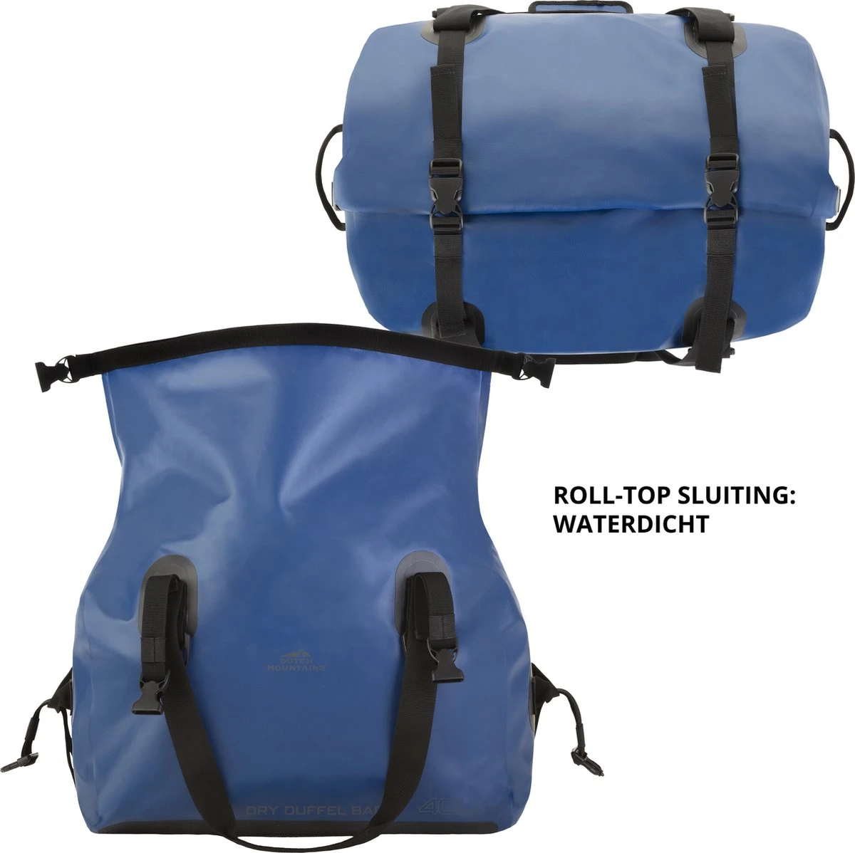 Dutch Mountains Reistas 40ltr – Waterdichte Duffelbag – Sporttas – Travelbag - Roll-top Sluiting – Blauw 10 Dutch Mountains Reistas 40ltr – Waterdichte Duffelbag – Sporttas – Travelbag - Roll-top Sluiting – Blauw - Afbeelding 8
