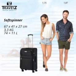 Travelz Softspinner TSA Reiskoffer 67cm - Zachte Reiskoffer Met Expander - Zwart -Bagage Kortingen Winkel 1200x1199 16