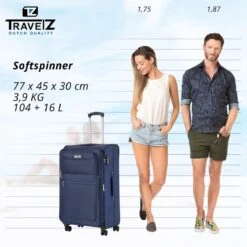 Travelz Softspinner TSA Reiskoffer 77cm - Zachte Reiskoffer Met Expander 104 + 16 Ltr - Blauw -Bagage Kortingen Winkel 1200x1199 17