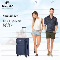 Travelz Softspinner TSA Reiskoffer 67cm - Zachte Reiskoffer Met Expander - Blauw -Bagage Kortingen Winkel 1200x1199 21
