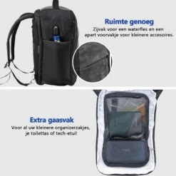 CabinMax Manhatten XL – Handbagage 20L – Rugzak Met USB Poort– Schooltas - 40x20x25 Cm – Compact Reistas – Lichtgewicht – Grijs/Zwart -Bagage Kortingen Winkel 1200x1199 26
