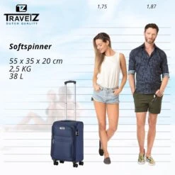 TravelZ Softspinner TSA Handbagagekoffer 55cm - Zachte Reiskoffer Dubbele Wielen – Blauw -Bagage Kortingen Winkel 1200x1199 6