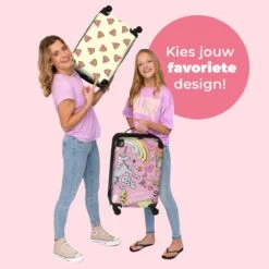 NoBoringSuitcases.com® Koffer - Roze - Eenhoorn - Skateboard - Tekening - Past Binnen 55x40x20 Cm En 55x35x25 Cm - Handbagage - Trolley - Fotokoffer - Cabin Size - Print -Bagage Kortingen Winkel 1200x1200 1012