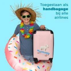 NoBoringSuitcases.com® Kinderkoffer - Trolley Kinderen - Varken - Roze - Skateboard - Kinderen - Meisje - Koffer Dieren - Past Binnen 55x40x20 Cm En 55x35x25 Cm - Reiskoffer Met Wielen -Bagage Kortingen Winkel 1200x1200 104