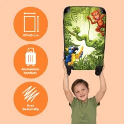 NoBoringSuitcases.com® Koffer Groot - Jungle - Dieren - Groen - Kinderen - Trolley Koffer Met TSA-slot - Met Wielen - 90 Liter - Reiskoffer - 66 Cm -Bagage Kortingen Winkel 1200x1200 1108