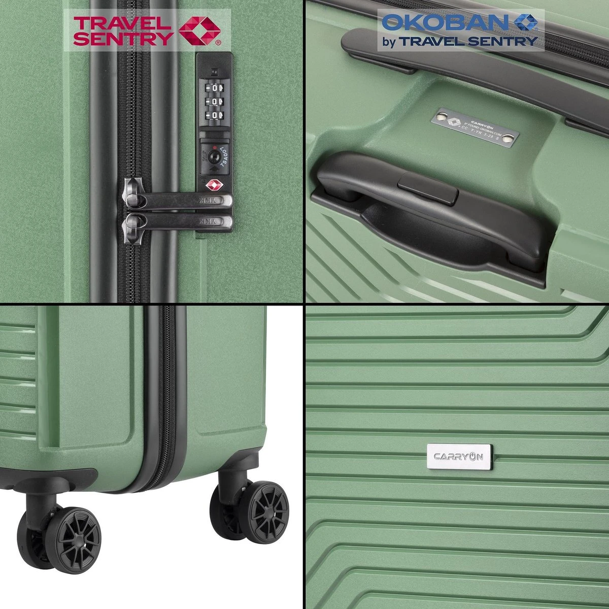 CarryOn Transport TSA Reiskoffer - Trolley 67cm Met Expander - OKOBAN - Dubbele Wielen - Olijf 5 CarryOn Transport TSA Reiskoffer - Trolley 67cm Met Expander - OKOBAN - Dubbele Wielen - Olijf - Afbeelding 3