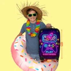 NoBoringSuitcases.com® Koffer Groot - Gaming - Console - Neon - Jongens - Trolley Koffer Met TSA-slot - Met Wielen - 90 Liter - Reiskoffer - 66 Cm -Bagage Kortingen Winkel 1200x1200 1461