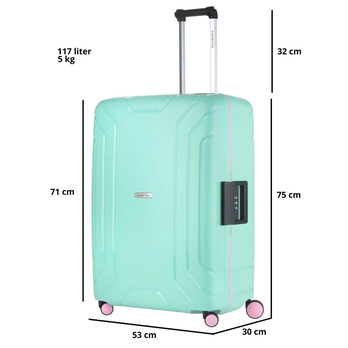 CarryOn Steward TSA Reiskoffer - 75cm Trolley Met Kliksloten - Dubbele Wielen - Mint 15 CarryOn Steward TSA Reiskoffer - 75cm Trolley Met Kliksloten - Dubbele Wielen - Mint - Afbeelding 13