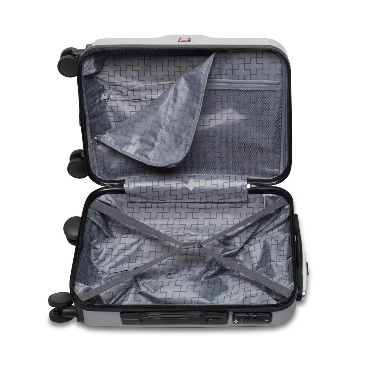 Swiss - Lausanne - Handbagage Koffer - 4 Wielen - TSA-Cijferslot - Zilver 4 Swiss - Lausanne - Handbagage Koffer - 4 Wielen - TSA-Cijferslot - Zilver - Afbeelding 2