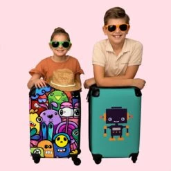 NoBoringSuitcases.com® Koffer - Monster - Bloemen - Regenboog - Design - Grappig - Past Binnen 55x40x20 Cm En 55x35x25 Cm - Handbagage - Trolley - Fotokoffer - Cabin Size - Print -Bagage Kortingen Winkel 1200x1200 1839