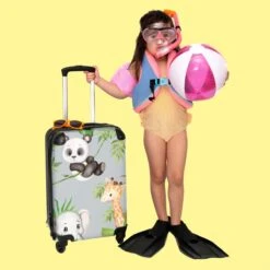 NoBoringSuitcases.com® Koffer - Jungle - Panda - Olifant - Giraffe - Kinderen - Past Binnen 55x40x20 Cm En 55x35x25 Cm - Handbagage - Trolley - Fotokoffer - Cabin Size - Print -Bagage Kortingen Winkel 1200x1200 1846