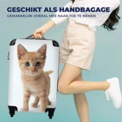 MuchoWow® Koffer - Kat - Rood - Kitten - Meisjes - Kinderen - Jongens - Kindje - Past Binnen 55x40x20 Cm En 55x35x25 Cm - Handbagage - Trolley - Fotokoffer - Cabin Size - Print -Bagage Kortingen Winkel 1200x1200 1856