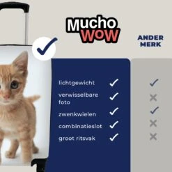 MuchoWow® Koffer - Kat - Rood - Kitten - Meisjes - Kinderen - Jongens - Kindje - Past Binnen 55x40x20 Cm En 55x35x25 Cm - Handbagage - Trolley - Fotokoffer - Cabin Size - Print -Bagage Kortingen Winkel 1200x1200 1857