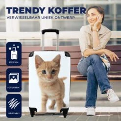 MuchoWow® Koffer - Kat - Rood - Kitten - Meisjes - Kinderen - Jongens - Kindje - Past Binnen 55x40x20 Cm En 55x35x25 Cm - Handbagage - Trolley - Fotokoffer - Cabin Size - Print -Bagage Kortingen Winkel 1200x1200 1859